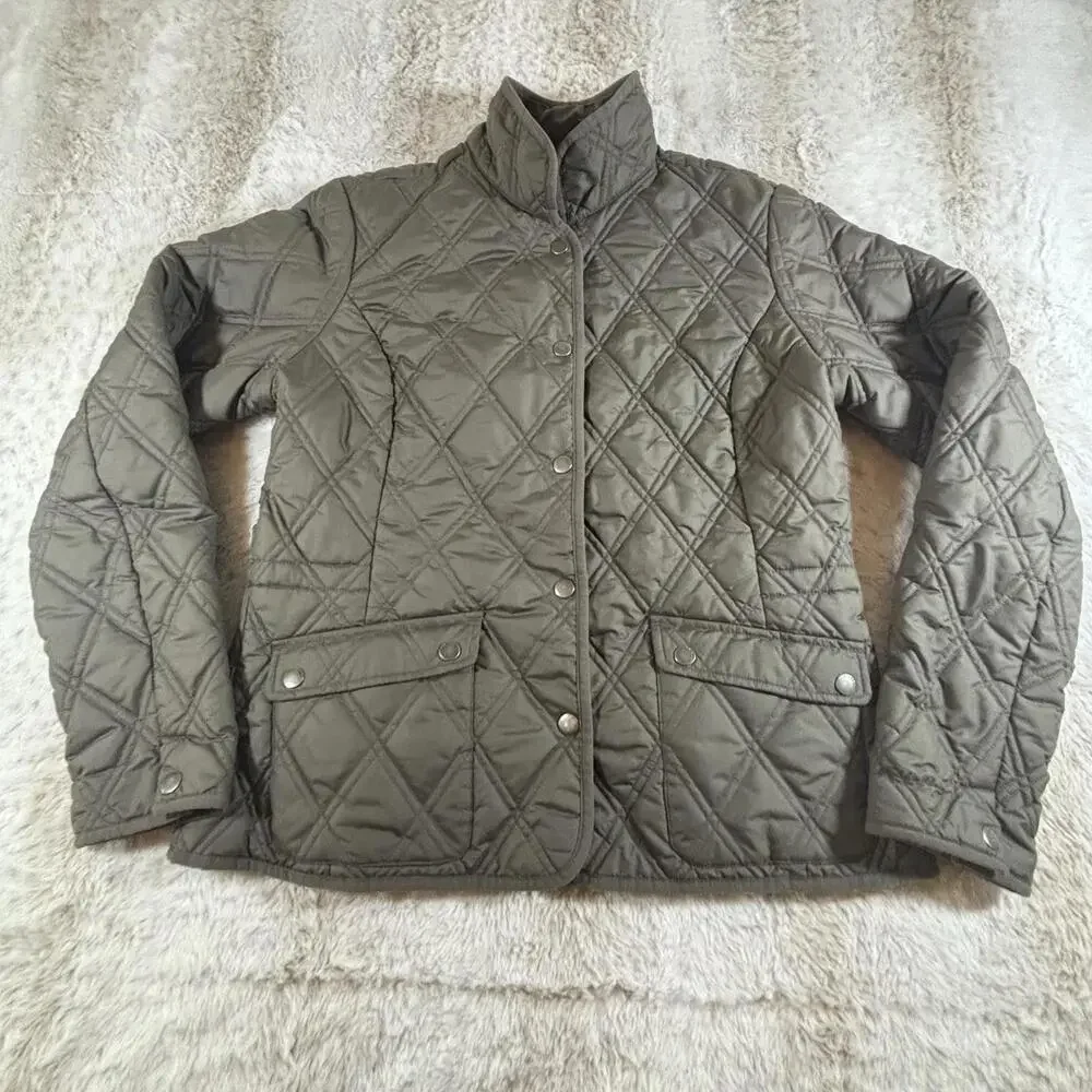 Eddie Bauer Women’s Quilted Jacket Brown Snap Front Insulated Size M